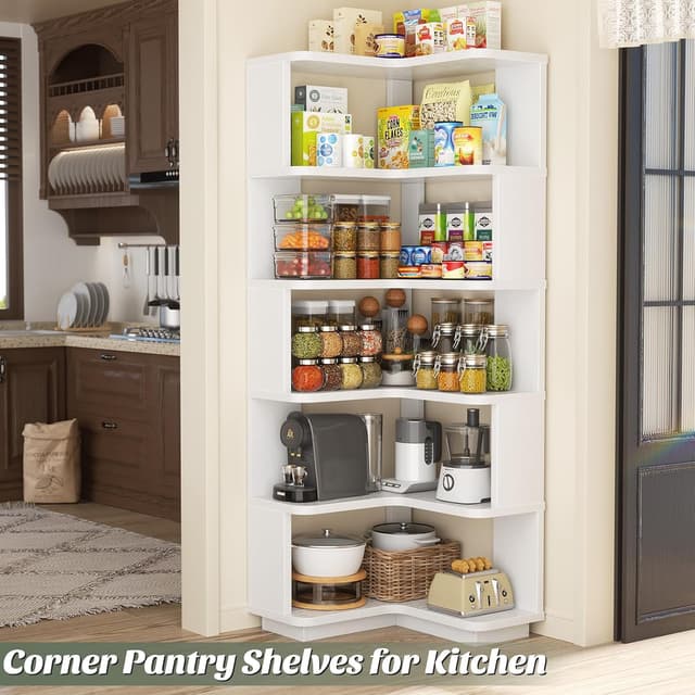 Thumbnail 6 de Armocity Corner Book Shelf (6-Shelf L-Shaped Corner Bookshelf) in White