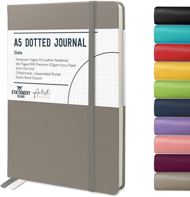 Detalle de STATIONERY ISLAND A5 Bullet Dotted Journal (Hardcover, 180 pages, 120gsm) — Slate Grey