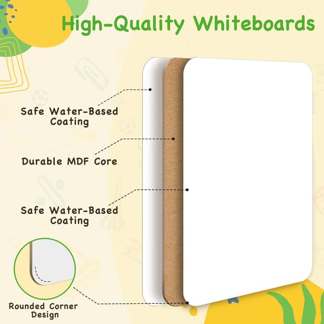 Thumbnail 6 de Ohuhu 30 Pack Mini Whiteboard A4 (22 x 30 cm) with 30 double-sided boards, 30 pens & 30 erasers