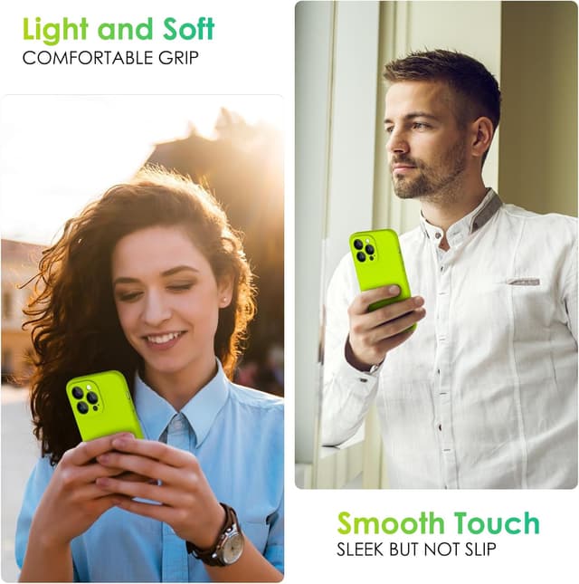 Thumbnail 6 de CALOOP Slim-Fit Case for iPhone 14 Pro Max (6.7") – Fluorescent Green Liquid Silicone Cover with Microfibre Lining