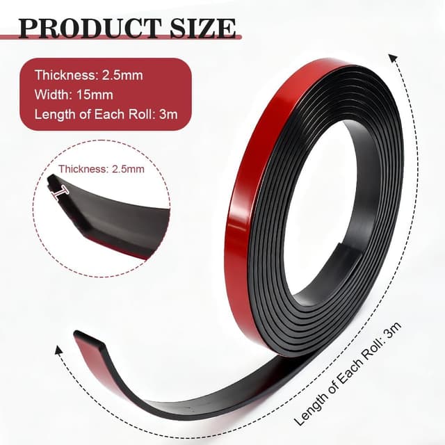 Detalle de BUZIFU Magnetband Selbstklebend A+B (3 m + 3 m) – Magnetstreifen für Fliegengitter & Moskitonetze, 15 mm breit