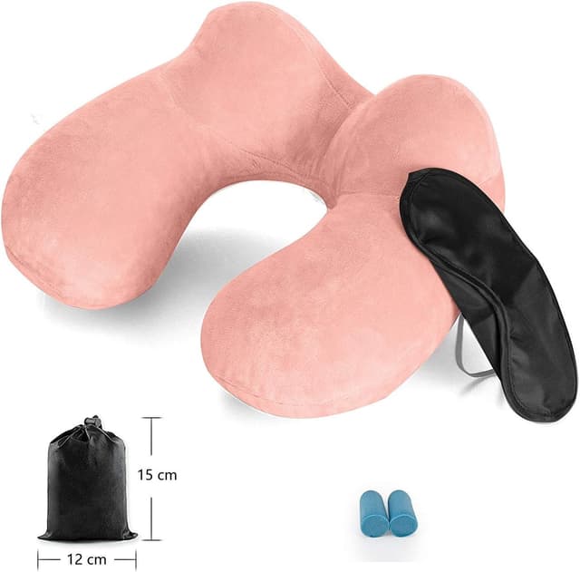 Thumbnail 6 de LUZWAY Oreiller de voyage gonflable en velours, housse lavable