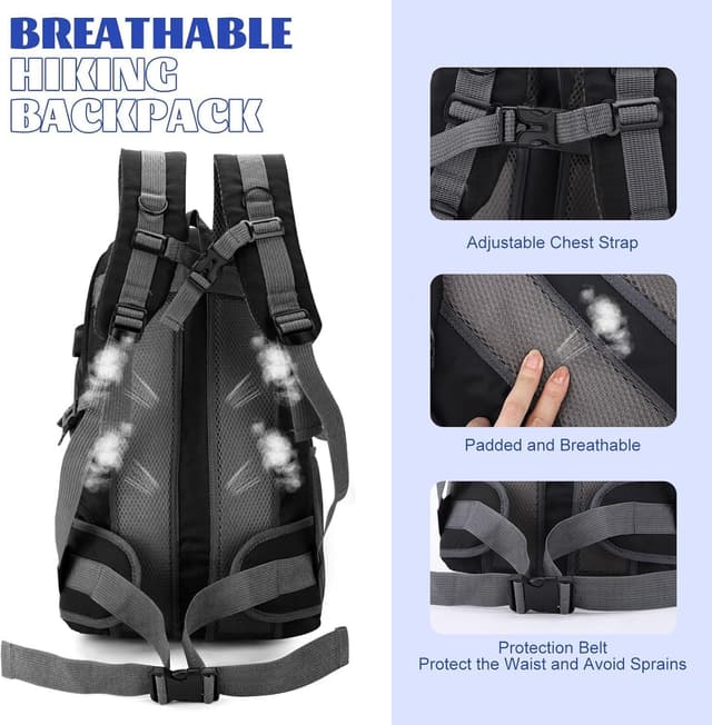 Detalle de ROSSRORE Foldable Backpack 40L Waterproof Lightweight Travel Daypack (40L)