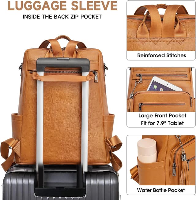 Thumbnail 5 de Kattee Leather Shoulder Backpack 14in