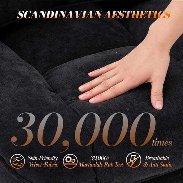 Detalle 2 de Efomao Big and Tall Office Chair (200kg) with Footrest – heavy duty executive desk chair in black