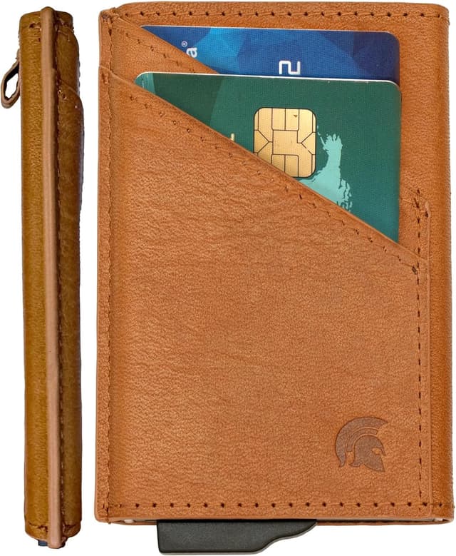 Thumbnail 6 de POWR RFID porta carte slim in metallo con blocco a doppio strato e porta badge pop-up