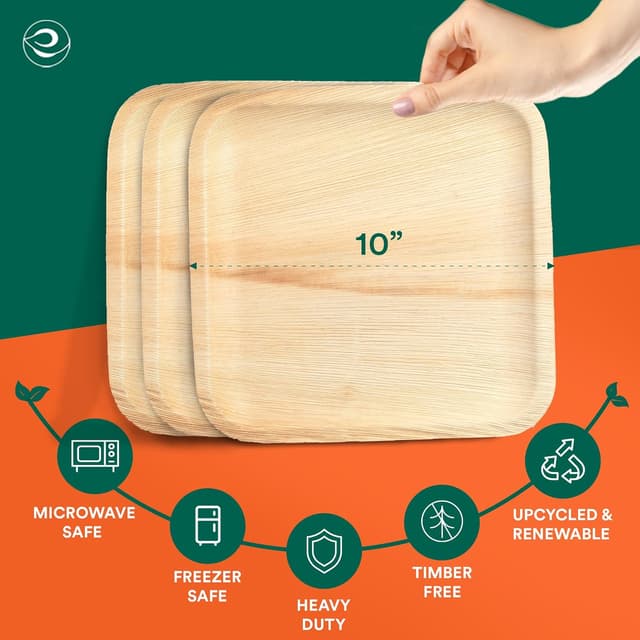 Detalle 2 de ECO SOUL Palm Leaf Plates 25cm square