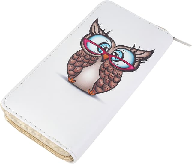 Detalle 2 de Portafoglio donna gufo blu grigio 19 cm