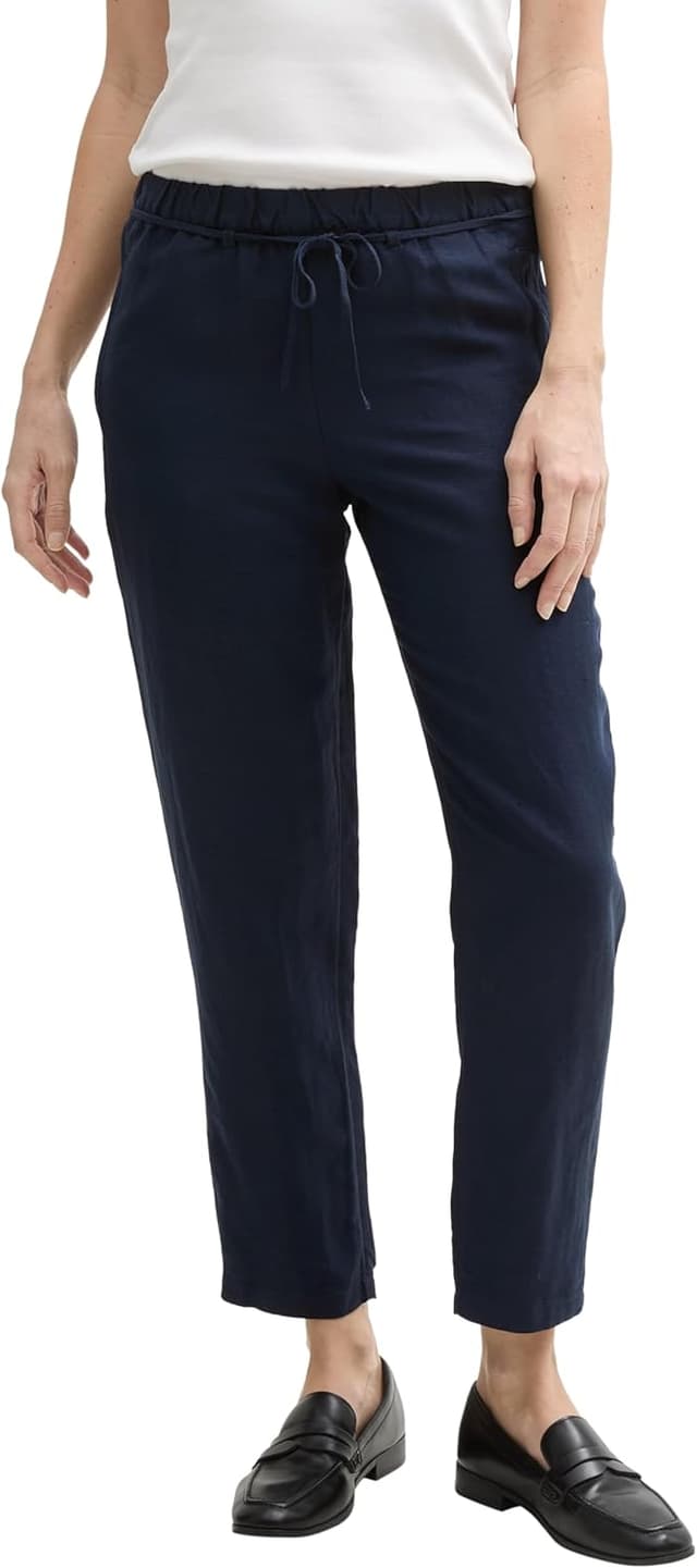 Detalle de TOM TAILOR 1046498 pantaloni larghi slim fit da donna in lino e viscosa