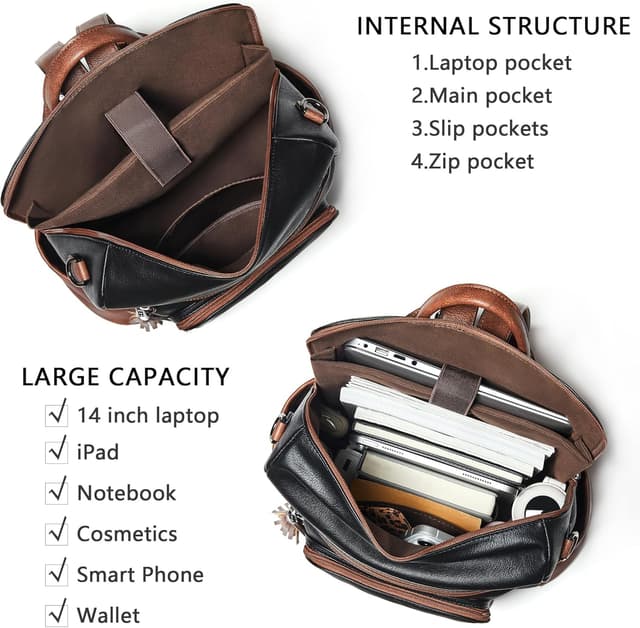 Detalle 2 de Shrrie Damen-Rucksack für 15,6‑Zoll‑Notebooks – wasserdicht, mit Laptopfach