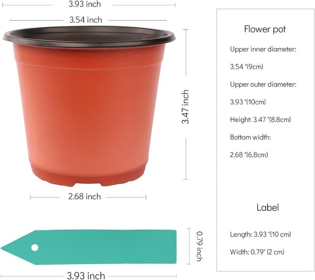 Detalle 2 de SHEEFLY 4 inch Plant Nursery Pots 100 Pack