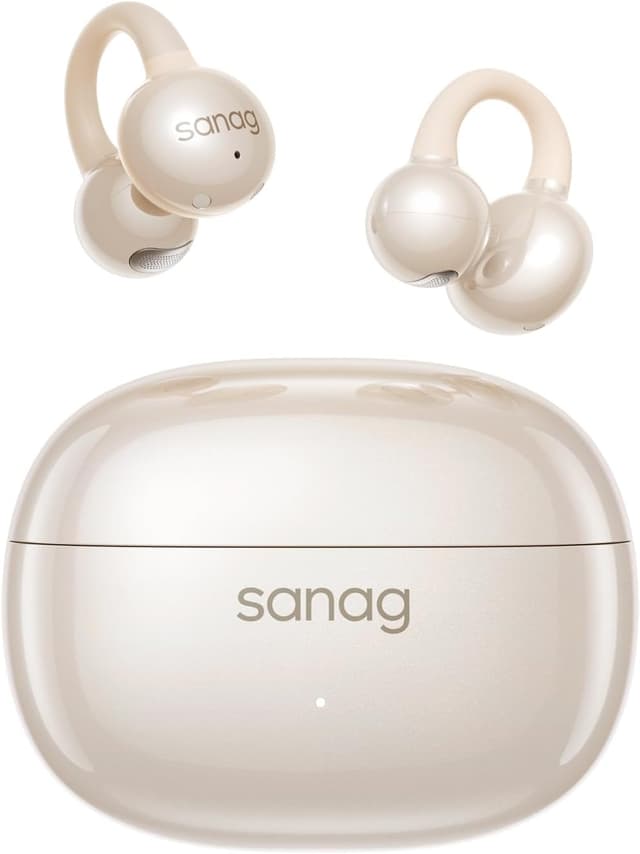 Detalle de SANAG Z60S Open-Ear Clip-On Kopfhörer mit Bluetooth 5.4, IPX4 und bis zu 50 Stunden Laufzeit