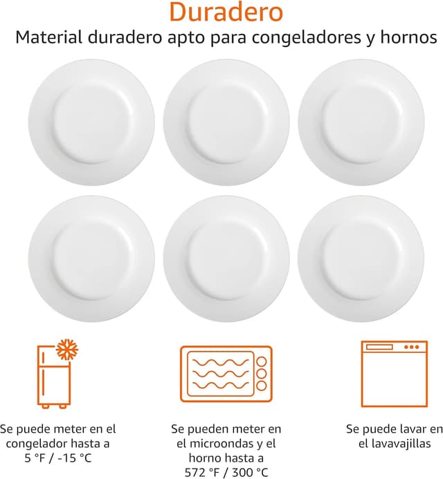 Thumbnail 2 de Amazon Basics Platos Llanos, 6 Unidades, 26.7 cm 🍽