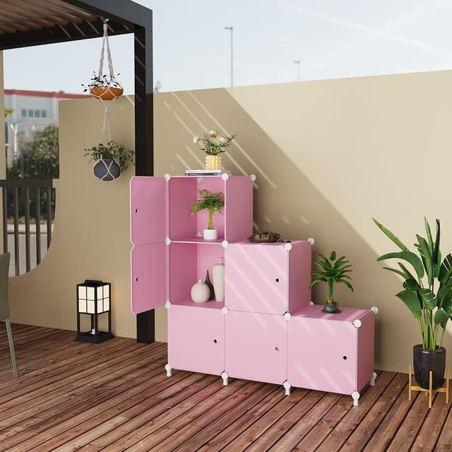 Detalle de ATTDETJL 6-Cube Storage Unit with Doors (Pink) — 30x30x30cm compartment organiser