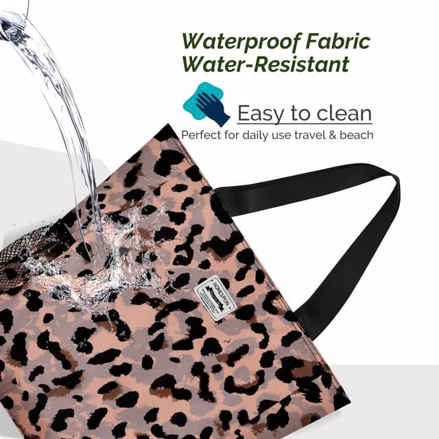 Detalle de HOMESPON Large Waterproof Beach Tote Bag with Zip and Pockets for Women