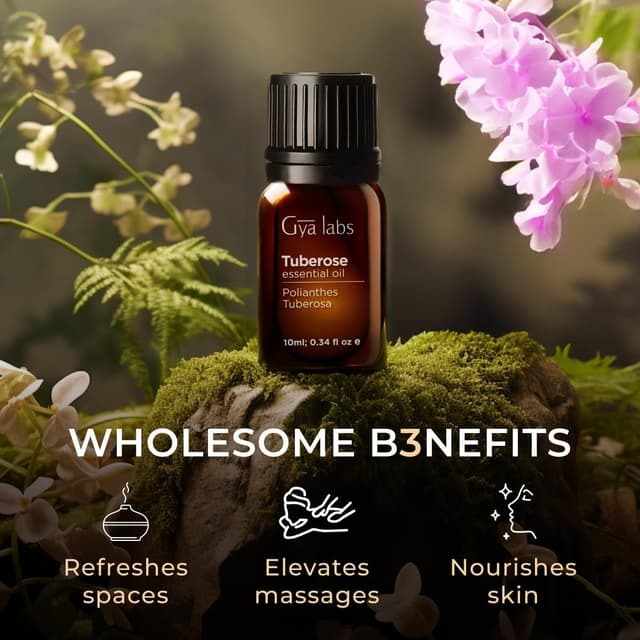 Detalle de Gya Labs Tuberose Essential Oil (10ml) for Diffuser, Massage & DIY Fragrance