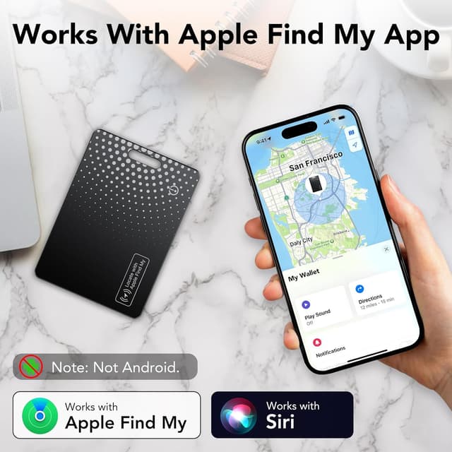 Detalle de TIMU Air Slim Smart Finder Tag — traqueur Bluetooth ultra-fin pour portefeuille (Apple Find My, iOS uniquement)