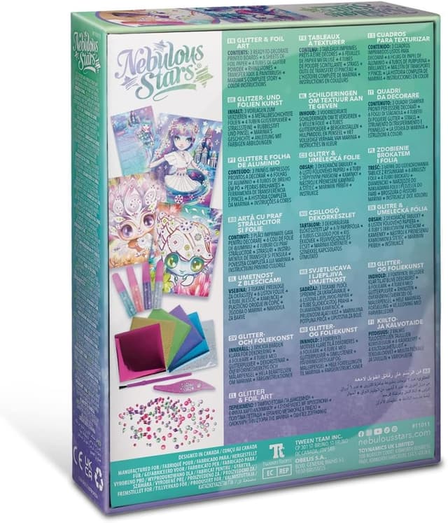 Detalle de Nebulous Stars Paillettes et Feuilles Métallisées « Foil Art » — kit de loisirs créatif Marinia (3 tableaux)