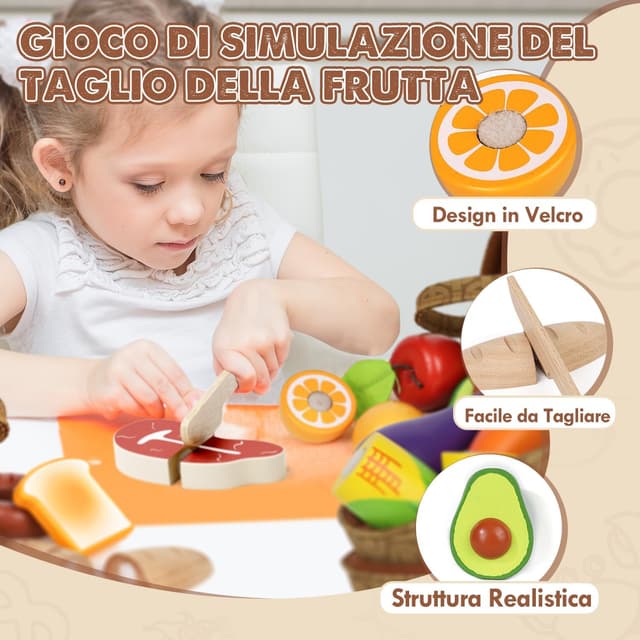 Thumbnail 4 de Lehoo Castle Set di cibo in legno 23 pezzi 🍽