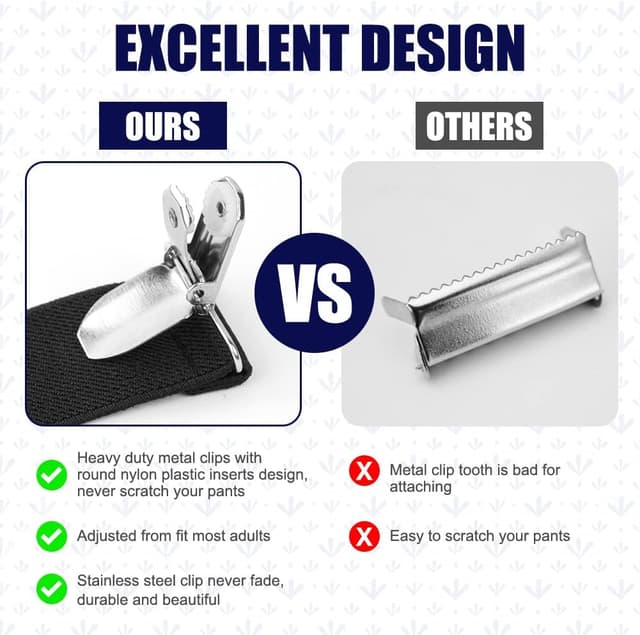 Detalle 2 de Aomig Hosenträger für Herren – breite, verstellbare Träger mit starken Metallclips