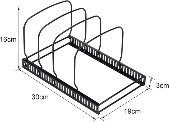 Detalle de Toplife Deckelorganizer für Teller und Deckelhalter mit 10 verstellbaren Teilern – Schwarz