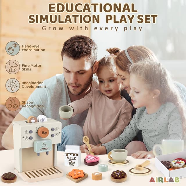 Thumbnail 5 de Airlab Kinderküche Kaffeemaschine Holz Spielset