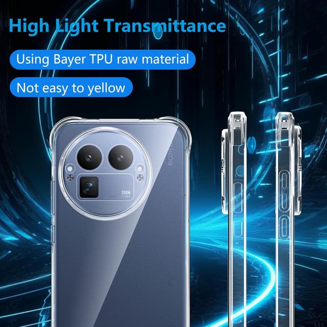 Detalle de FDHYFGDY Hülle für Realme GT 8 Pro (TPU + Schutzfolie) transparent – stoßfest, kratzarm