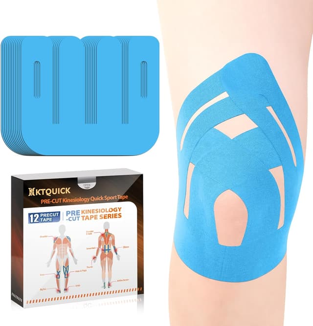 Detalle de KTQUICK Precut Kinesiology Tape for Knees (12PCS) – waterproof, breathable elastic support tape
