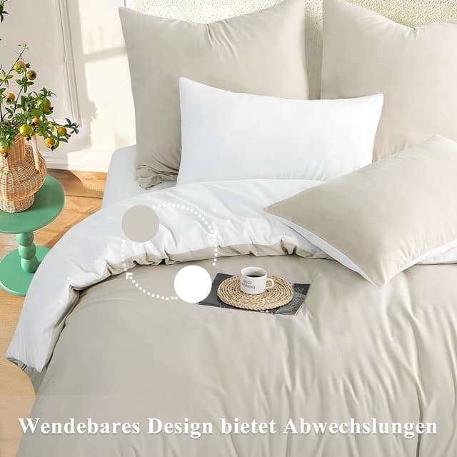 Detalle 2 de RUIKASI Bettwäsche 155x220 Beige Weiß