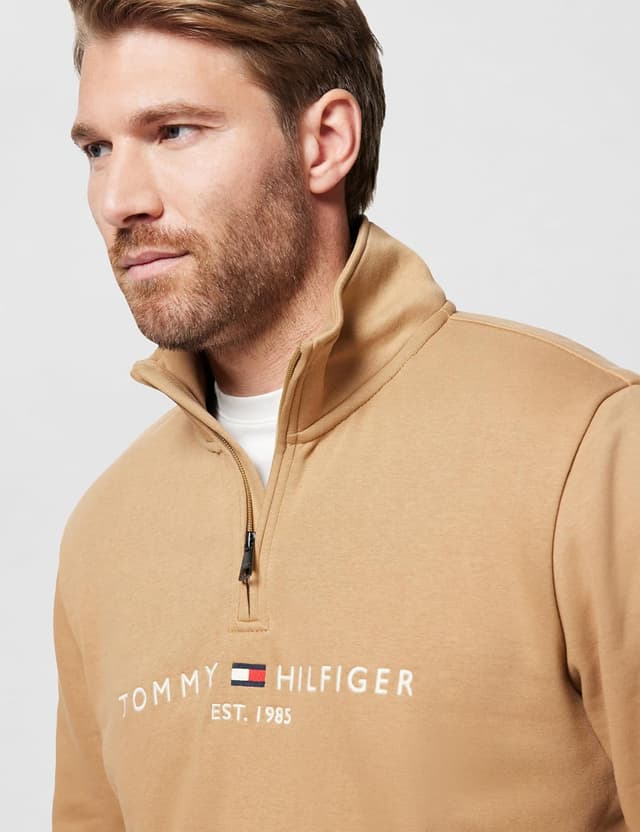Detalle 2 de Tommy Hilfiger felpa con zip da uomo Zip Mockneck Mezza Zip