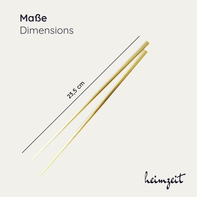 Detalle de Heimzeit Essstäbchen aus Edelstahl in Gold (5 Paar) – spülmaschinenfest & wiederverwendbar