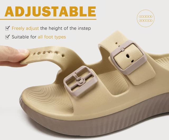 Detalle de KuaiLu Women’s Recovery Sandals with Arch Support & Adjustable Straps