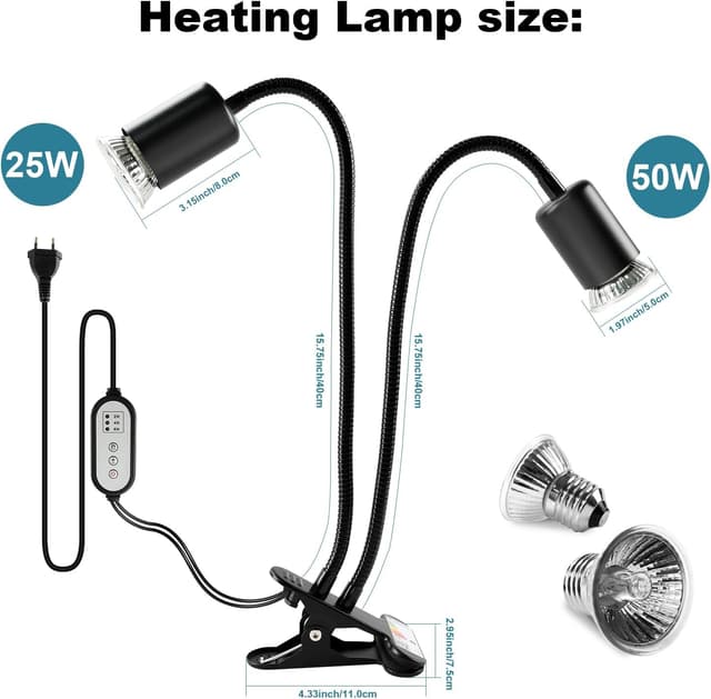 Thumbnail 5 de testyu Lampada riscaldante per tartarughe 25W+50W 🐢