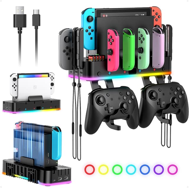 Detalle de FASTSNAIL RGB Switch Wall Mount for Joy-Con Charger with Switch Organizer