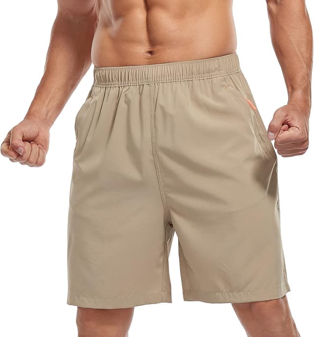 Detalle de SPOSULEI Men's Athletic Hiking Shorts — Water-Resistant Quick-Dry with Zipper Pockets