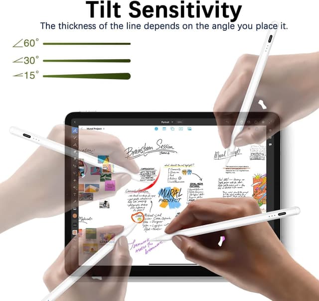 Detalle 2 de Stylus Pen for Apple iPad (2018–2025) with Tilt Sensitivity, Palm Rejection & Fast Charge