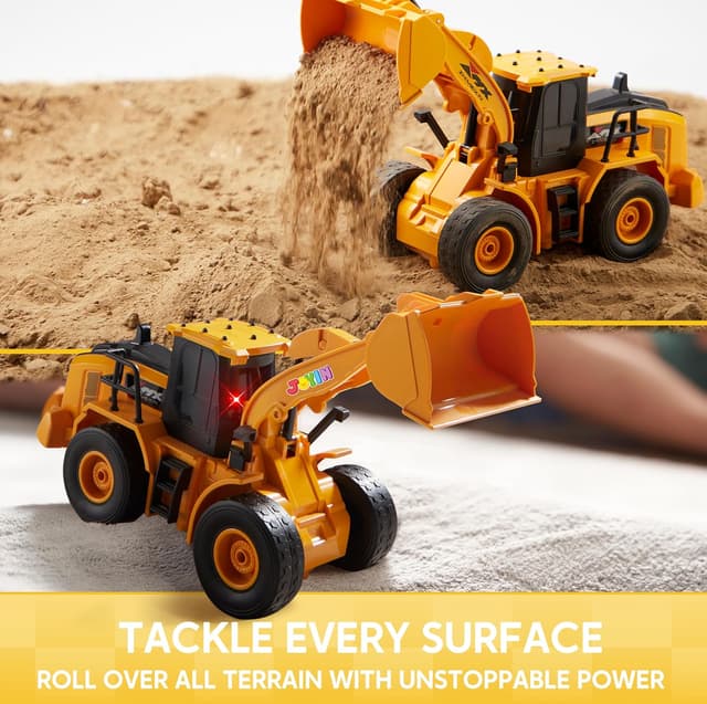 Detalle de JOYIN ferngesteuerter RC Bagger/Traktor/LKW mit Frontlader, 2,4G – mit Licht & Sound, für Kinder ab ca. 6 Jahren