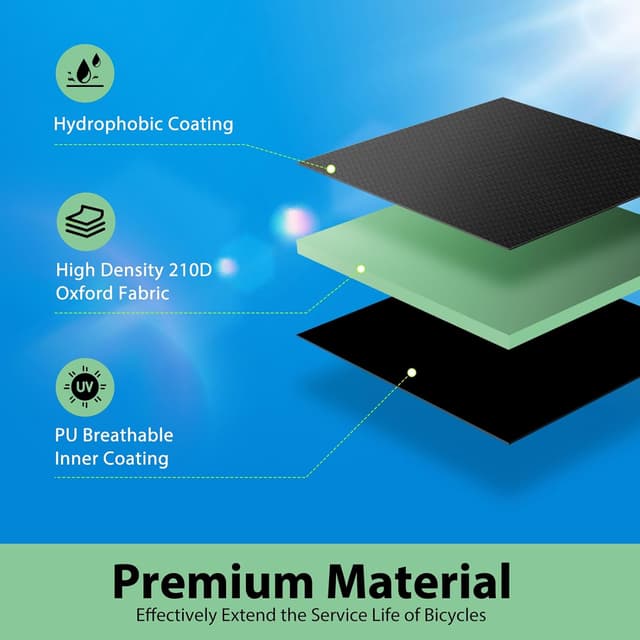 Detalle de Topcrown XL Waterproof Bike Cover (210D, 3000mmH₂O) for 1 Bike with Storage Bag