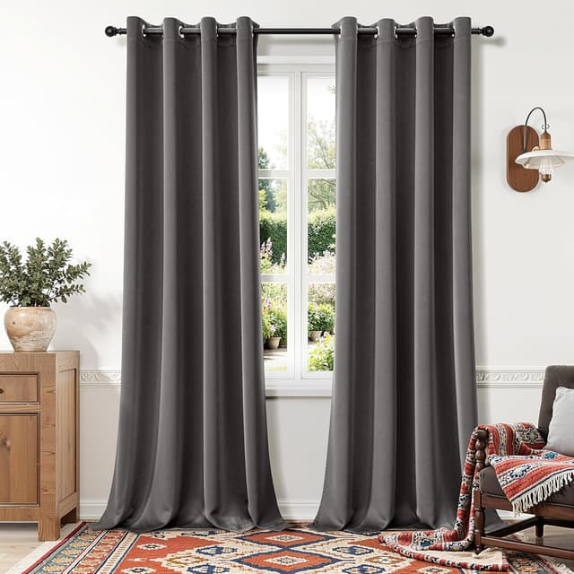 Detalle de MIULEE Verdunkelungsvorhänge Grau blickdicht mit Ösen (2er-Set) 245 × 140 cm