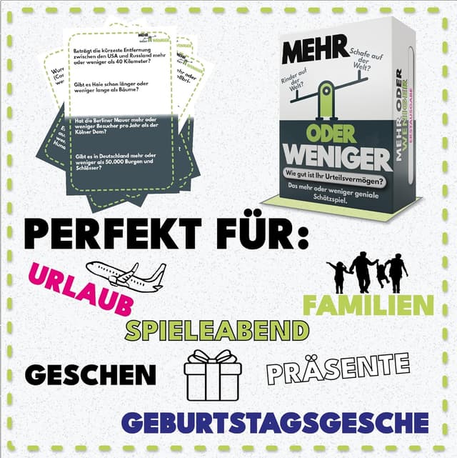 Thumbnail 5 de More or Less Kartenspiel — Familienspiel für 2+ Spieler 🎲