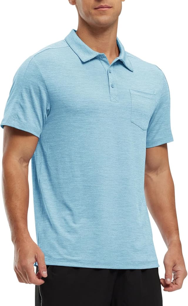 Detalle 2 de Rdruko Men’s Short-Sleeve Quick-Dry Polo Shirt with Pocket