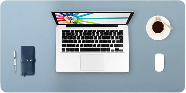 Detalle de DOBAOJIA große Mausmatte / Schreibtischunterlage XL (80 x 40 cm) aus PU Leder, wasserdicht & rutschfest – Graublau