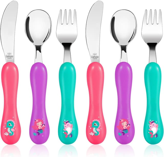 Detalle de Lehoo Castle Toddler Cutlery Set (6 pcs) in 304 Stainless Steel for Ages 2–5