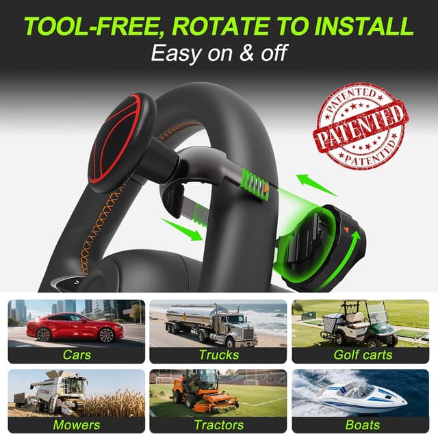 Detalle de Tool-Free Steering Wheel Knob “Suicide Knob” (Metal Bearing) for 3.45–4.9" Wheel Circumference, Red (1 Pack)