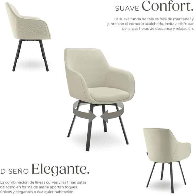 Thumbnail 4 de TecTake Silla Giratoria 360° beige