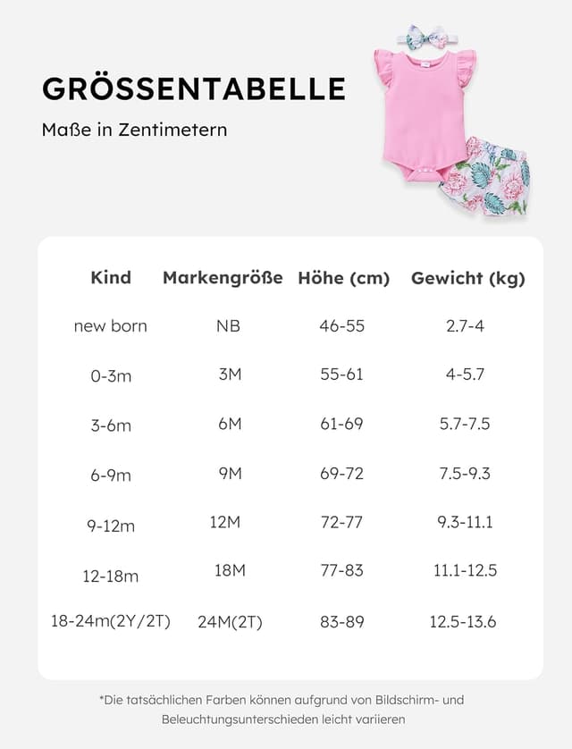 Detalle de PATPAT pagliaccetto neonato coordinato bambina in cotone (maglietta lunga + pantaloni + fascia per capelli), 0-24 mesi