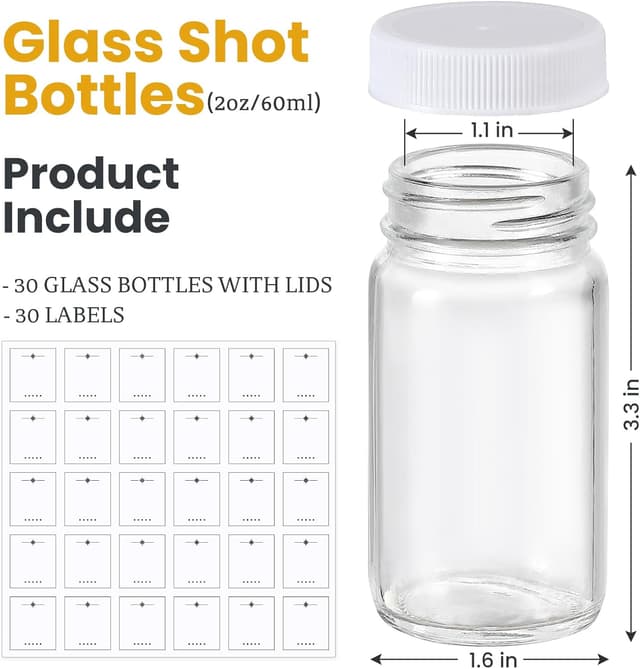Thumbnail 1 de LANDNEOO 30 Pack 2 oz Glass Shot Bottles