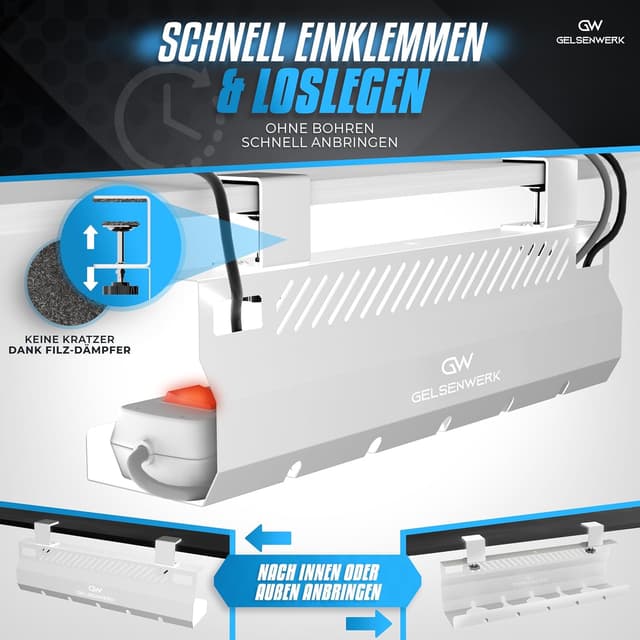 Thumbnail 5 de GELSENWERK Kabelkanal Schreibtisch 2er Set