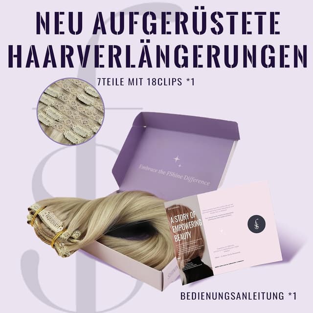 Detalle 2 de Fshine Clip in Extensions Echthaar 45 cm