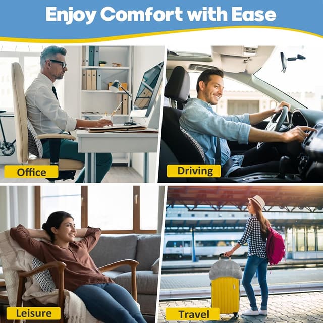 Thumbnail 6 de Aipwerer Coussin lombaire mémoire noir pour voiture 💺